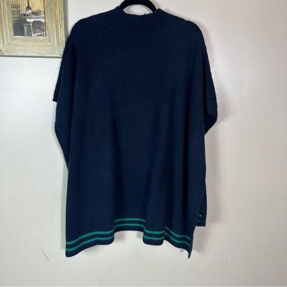 FREE PEOPLE Navy Blue Poncho Sweater - Picture 3 of 9